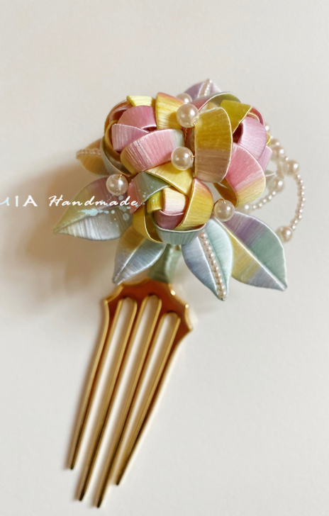 【MIA】缠花彩虹玫瑰球簪〈翻糖蛋糕〉 汉...