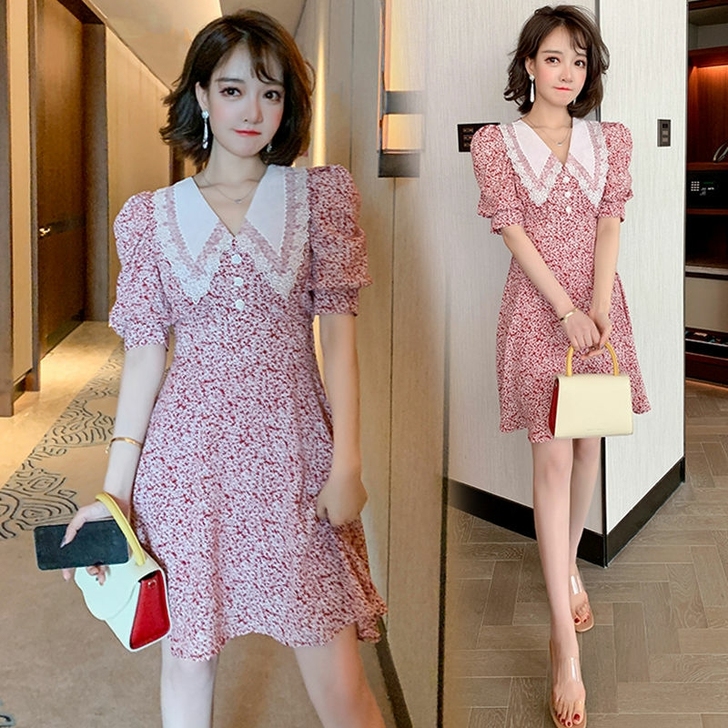 【全新包邮】夏季法式桔梗裙甜美印花甜美印花...