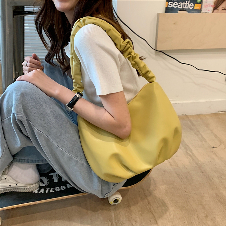 包包女2020春夏新款褶皱单肩包云朵包托特...