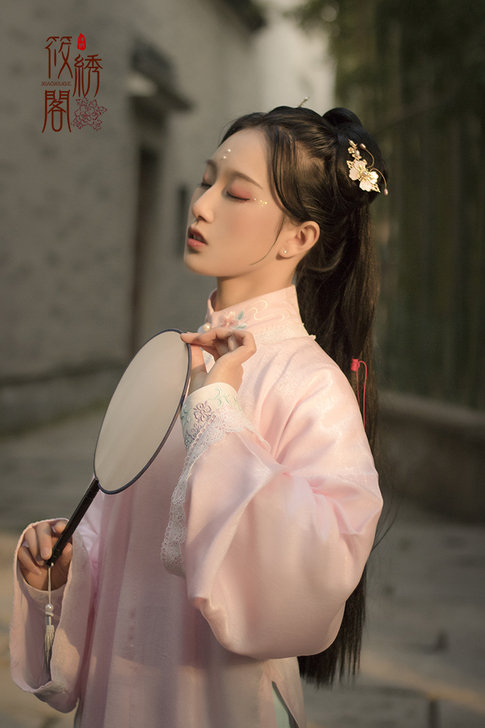 筱绣阁 寒云苒 明制立领长衫全新,粉色M码