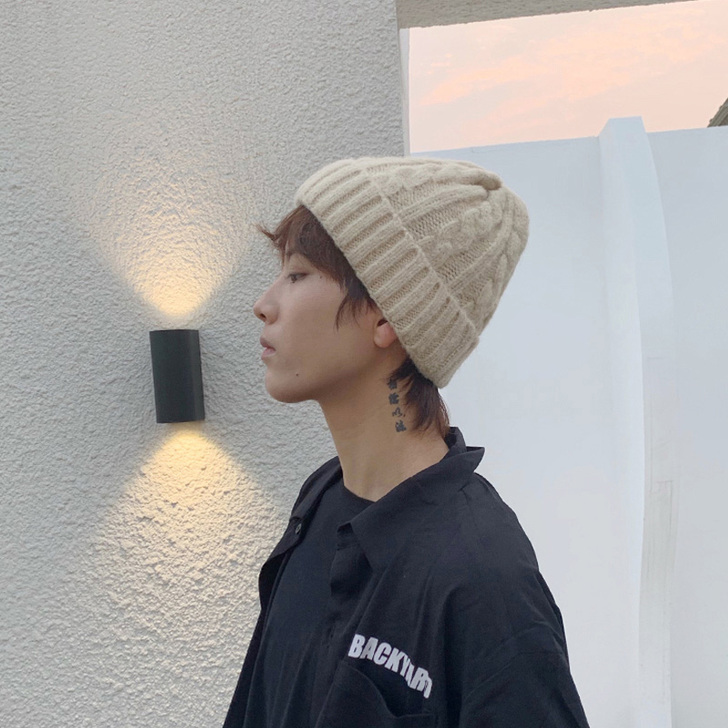 冷帽子男冬天潮韩版青年时尚八字毛线帽男针织...
