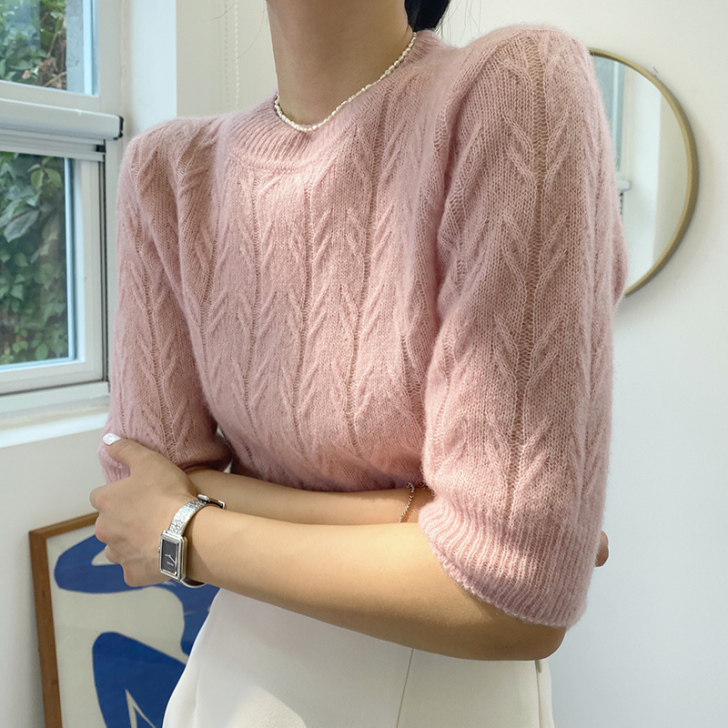 【火拼价】羊绒衫女半袖圆领打底衫2020秋...