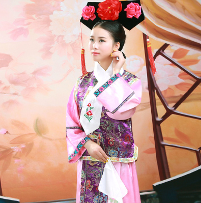 清朝古装还珠格格服装满族旗服女后宫廷妃子嬷...