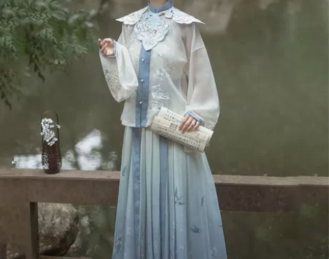 【礼遇价】桔屿原创汉服女玉骨云肩明制立领对...