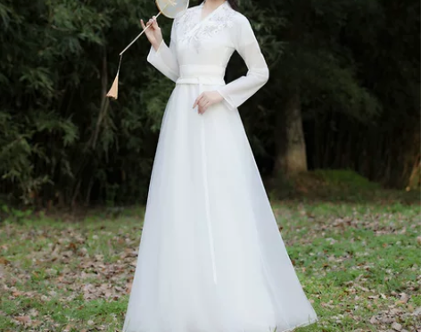 只穿过一次 古装白色汉服女飘逸超仙气原创正...