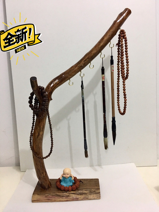 毛笔架,升级风化木底座,高55厘米宽31厘...