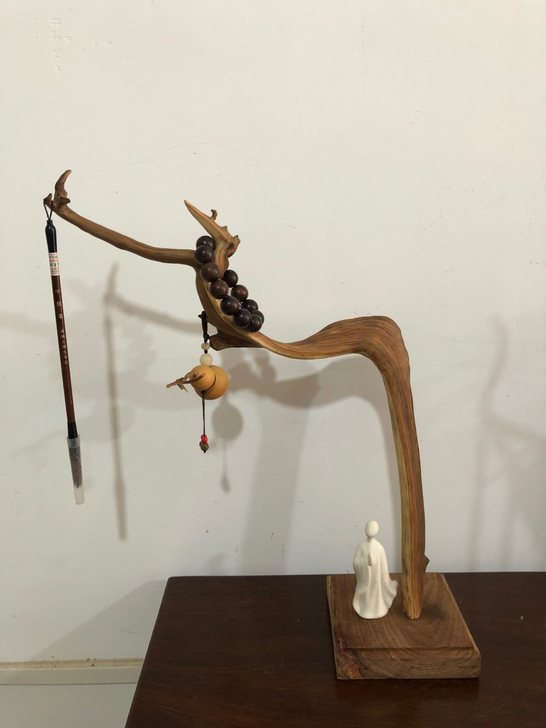 崖柏笔挂，毛笔架，弯曲造型，可挂多支笔或者...