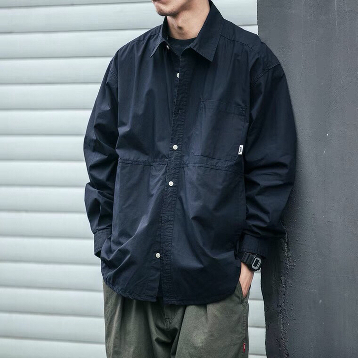 日潮功能性CityBoy素色衬衫男士春秋潮...