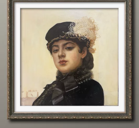 《无名女郎》局部，古典 纯手工手绘油画作品...