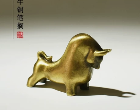 拓荒牛笔搁螃蟹笔搁纯铜制作 一件99包邮 ...