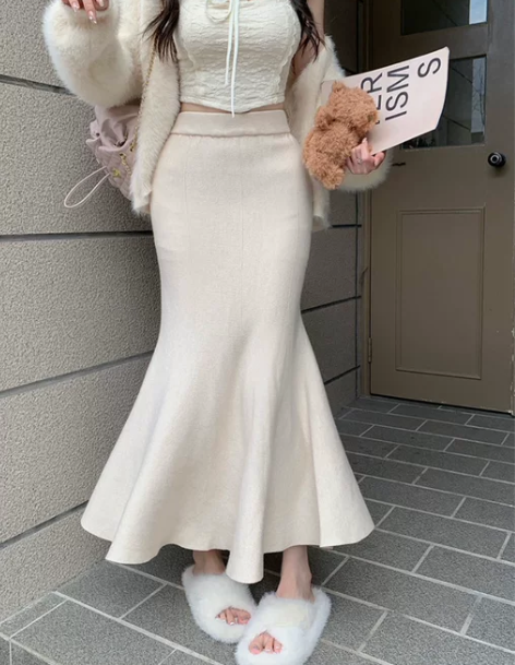 辣妹高腰针织半身裙女装秋冬2022新款半裙...