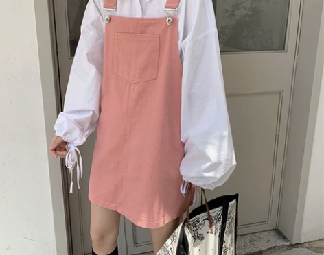春装2021年新款女小个子日系学院风背带连...
