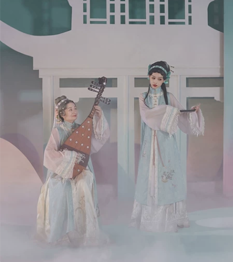 七月夕明制汉服 予君书 圆领对襟长衫绣花立...