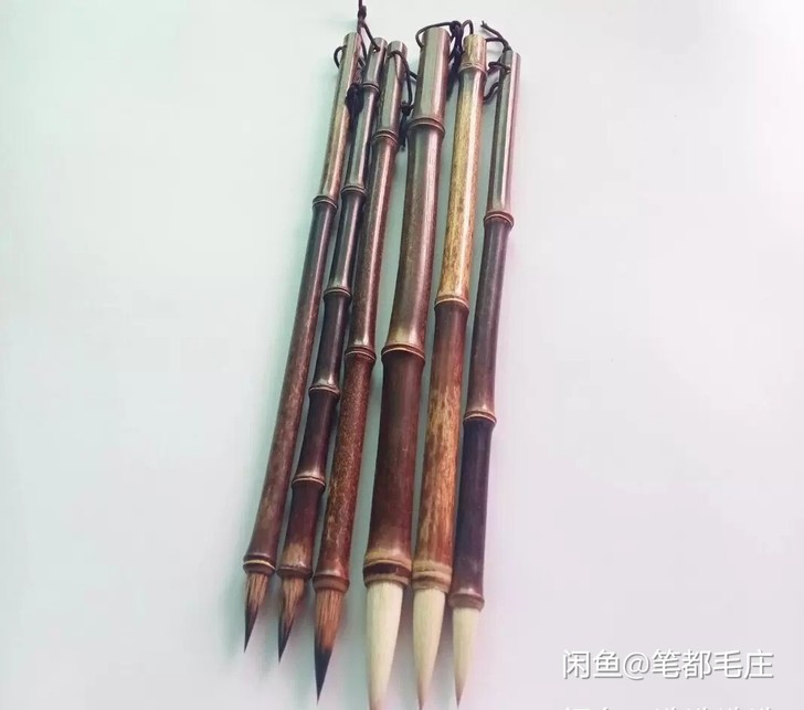 自家老人老技师纯手工制作的精致紫毫毛笔和兼...