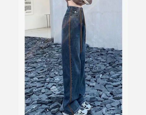 加绒牛仔裤女直筒宽松高腰显瘦百搭小个子秋冬...
