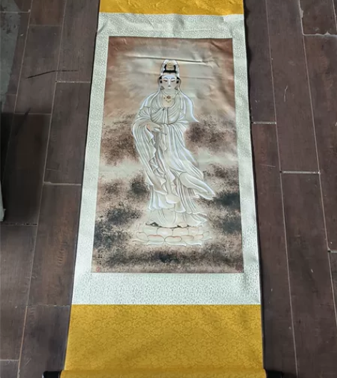 品名:观音丝绸卷轴画 成品尺寸:55x15...