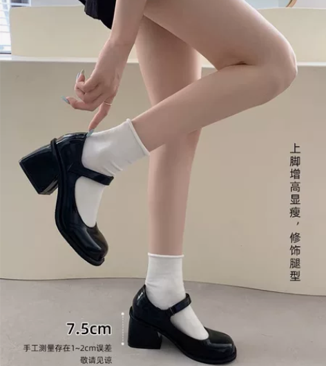 黑色复古粗跟高跟鞋皮鞋女2022年新款春秋...