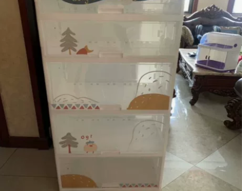 全新正品也雅婴儿衣服收纳柜免安装玩具翻盖储...