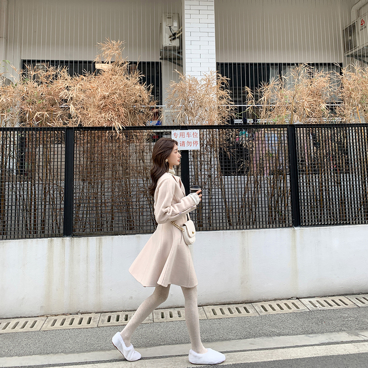 MC【惊喜返场】高雅天鹅湖裙摆双面呢大衣女...