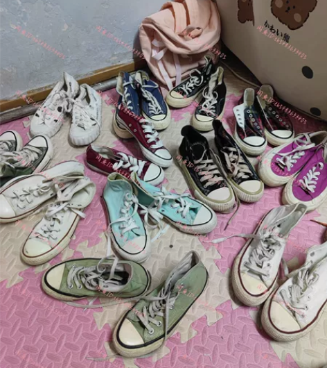 女生帆布鞋运动鞋50元包邮3双,5-7新左...