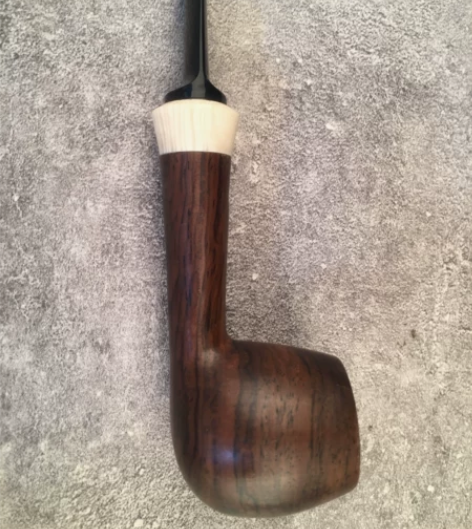 中号黑檀木烟斗短柄直斗9mm烟道带乳白色装...