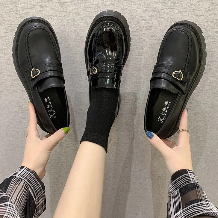jk制服鞋学院风百搭英伦女鞋韩版日系复古软...