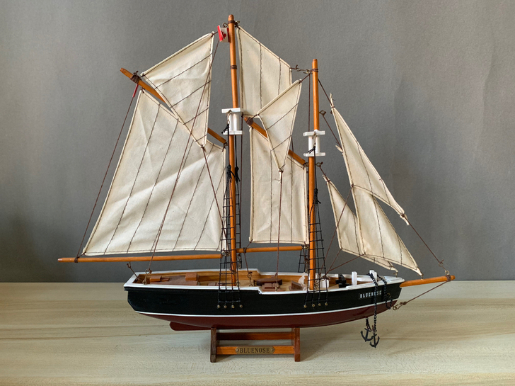 全新蓝鼻子木质船模，长43cm，宽7cm，...