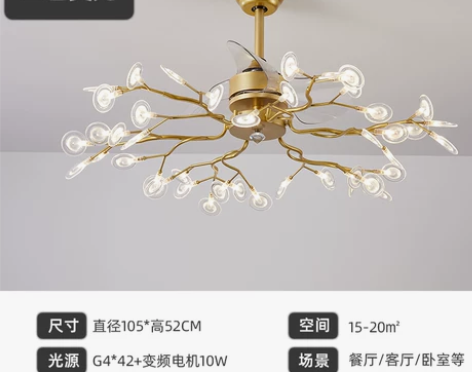 吊扇灯家用轻奢客厅灯餐厅网红吊灯2021年...