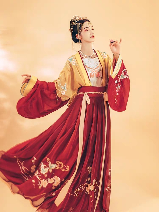 汉尚华莲化蝶原创正品汉服女中国风蝴蝶绣花交...