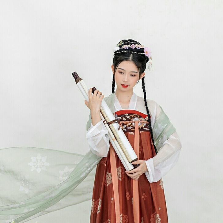 汉尚华莲汉服，唐制襦裙湛露，最小码xs红色，