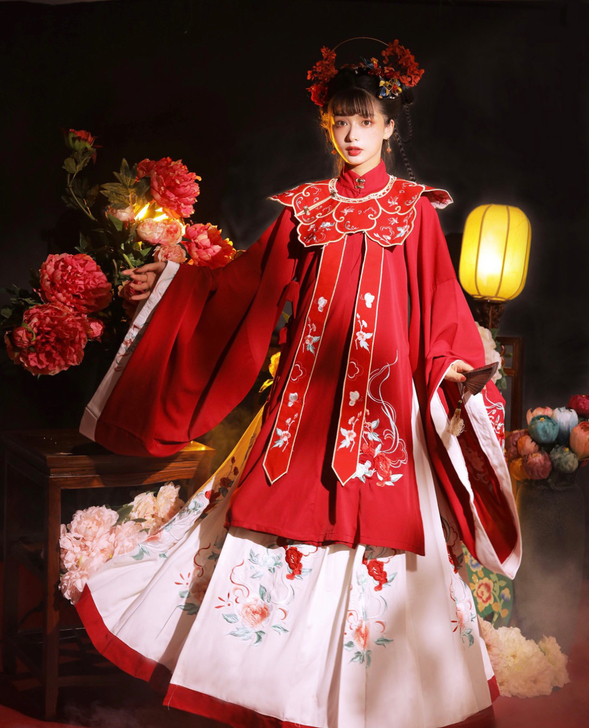 退坑出玉术原创汉服女花嫁明制汉服长衫齐腰斜...