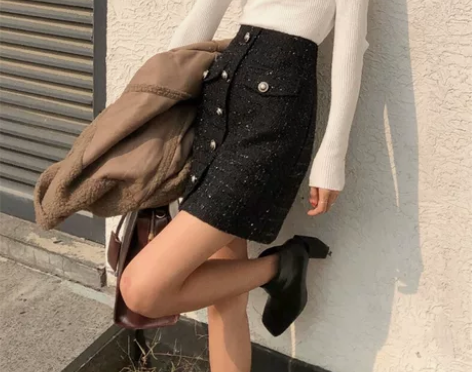 [转卖]港味复古chic半身裙女秋冬气质高...