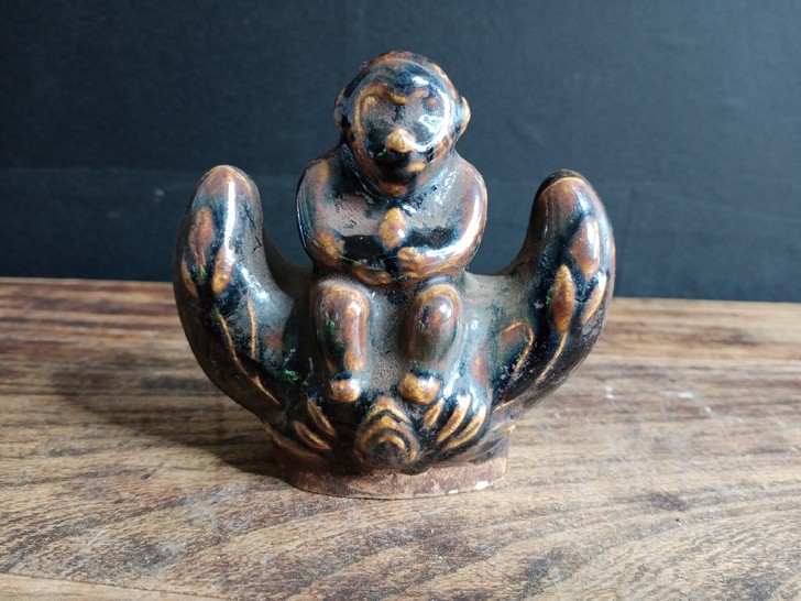 清代黑釉窑变猴子笔架 文房四宝 全品 ...