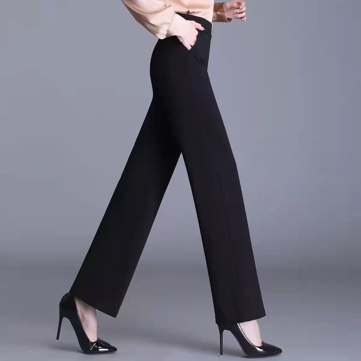2021秋季弹力高腰阔腿裤长裤女宽松百搭松...