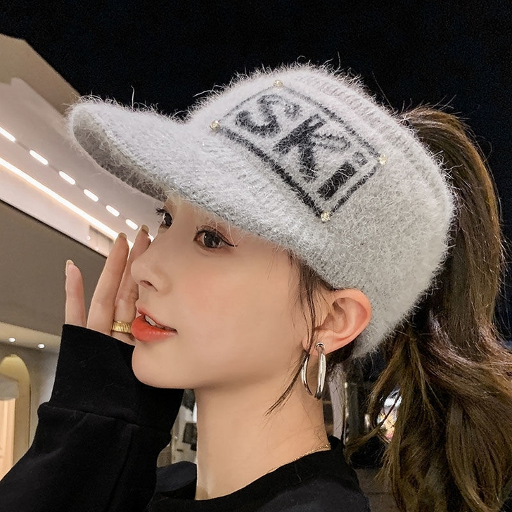 韩版网红潮空顶毛线帽女生秋冬季加厚保暖针织...
