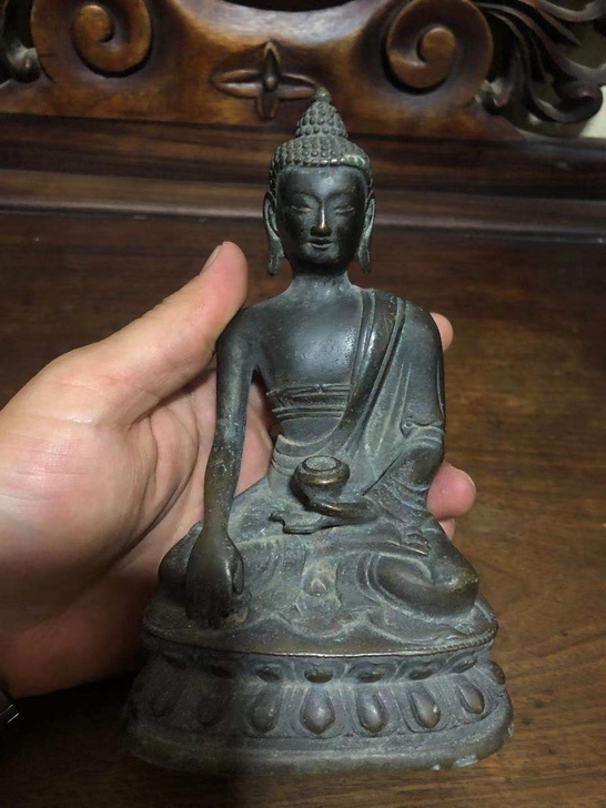 老铜佛像释迦摩尼佛像、个人收藏，佛像包浆自...