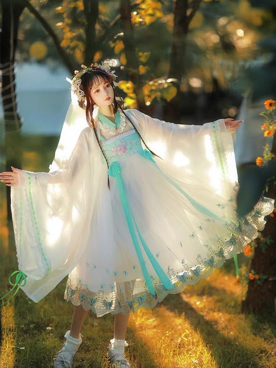 汉旭原创汉服女中国风改良夏浮笙蝶汉元素吊带...