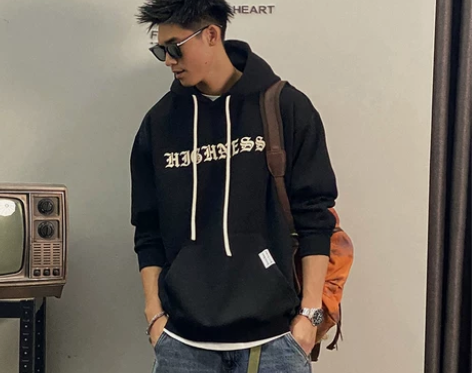 KCRC秋冬季重磅美式刺绣加绒卫衣男连帽潮...