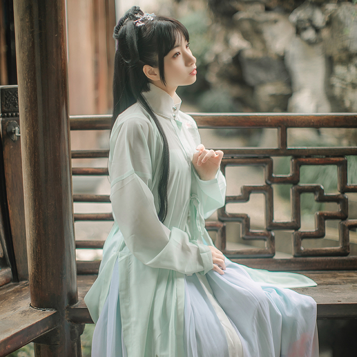 【时夏】汉服花知立领，尺码:M，这个颜色挺...