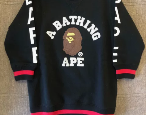 全新带吊牌bape kids儿童黑色加绒卫...