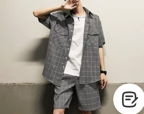 男装夏季新款格子男士短袖衬衫网红同款夏装男...