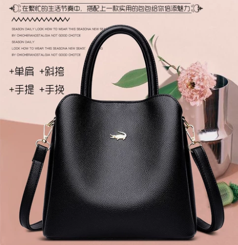 卡帝乐鳄鱼真皮质感手提包女2021新款时尚...