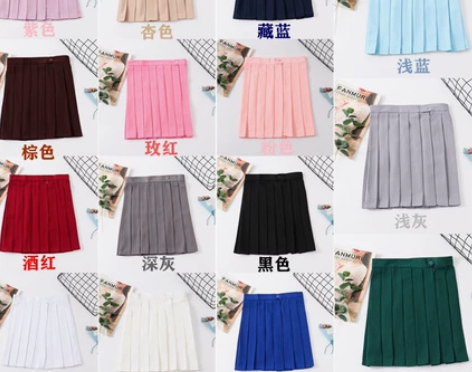 JK制服裙纯色百折裙 学院风少女百褶裙半身...