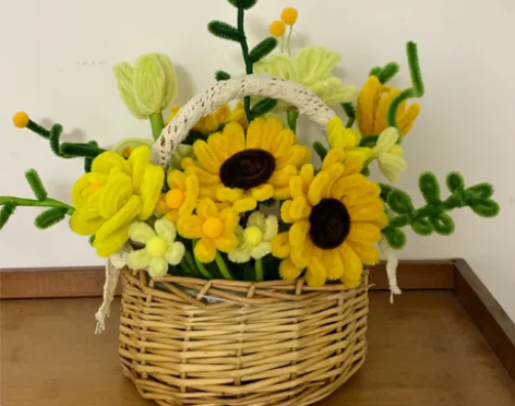 纯手工扭扭棒花篮和花束! 花篮128包邮!...