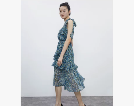 UR2020春夏新品青春女装清新碎花V领X...