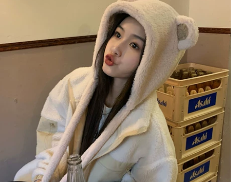 西本毛绒绒帽子女秋冬加厚保暖熊熊帽百搭可爱...