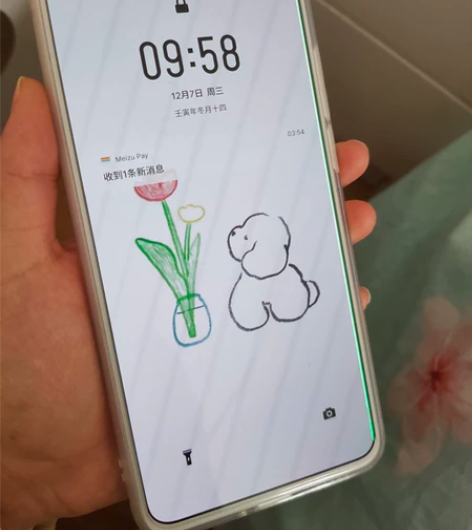 自用魅族17Pro,屏幕最右边有一条绿线,...