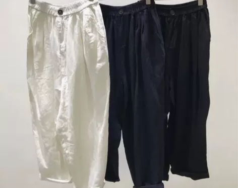 高品质一粒扣纯麻奶奶裤 tt织品棉麻裤,均...