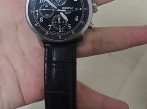 seiko精工日本进口夜光真皮带计时石英表...