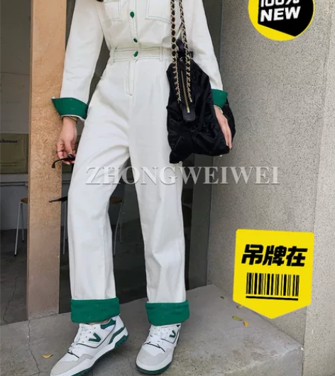 ZhongWeiwei 明线拼裤连体裤 全...